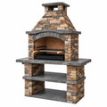 Barbecue de jardin 120 x 70 x 210 cm en pierre brun gris avec gril style rustique