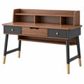 Bureau 120 x 60 x 100 cm en bois brun et métal noir avec rangements style rétro
