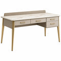 Bureau 120 x 60 cm beige et doré avec 4 tiroirs style contemporain