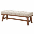 Banc 160 x 45 x 47 cm en bois et tissu beige style contemporain
