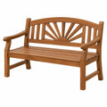 Banc de jardin 120 cm en bois marron style classique à accoudoirs